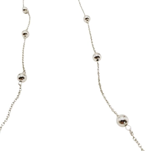 Chaps 34-36 inch Silver Tone Beaded Chain Necklace Long Layering Jewelry - Picture 6 of 8